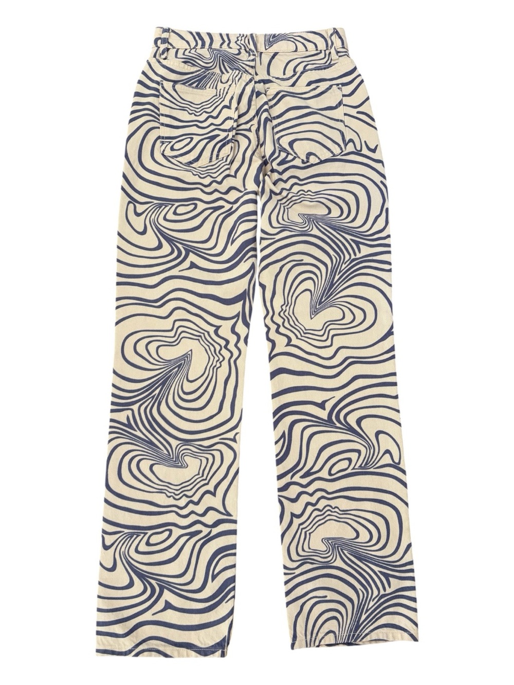 Zara Psychedelic Swirl Print High Rise Straight Leg Jeans NWT Size 6 - Picture 3 of 8